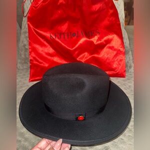 Worn 2x. Keith James Women Fedora. Black and Red. FINAL SALE. Size Medium